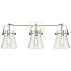 Pilaster II Cone 26.5"W 3 Light Polished Nickel Bath Light w/ Clear Sh