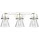 Pilaster II Cone 26.5"W 3 Light Polished Nickel Bath Light w/ Seedy Sh