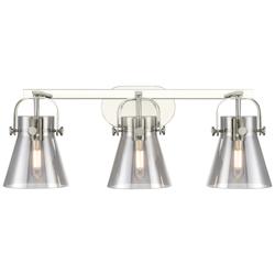 Pilaster II Cone 26.5"W 3 Light Polished Nickel Bath Light w/ Smoke Sh