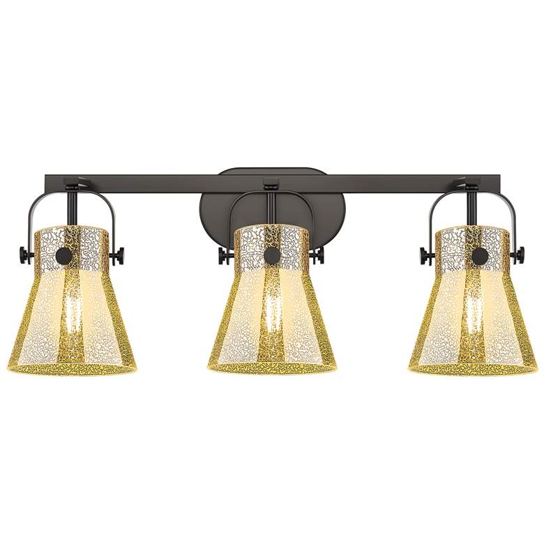 Image 1 Pilaster II Cone 26.5"W 3 Light Black Bath Light w/ Mercury Shade