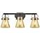 Pilaster II Cone 26.5"W 3 Light Black Bath Light w/ Mercury Shade