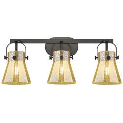 Pilaster II Cone 26.5"W 3 Light Black Bath Light w/ Mercury Shade