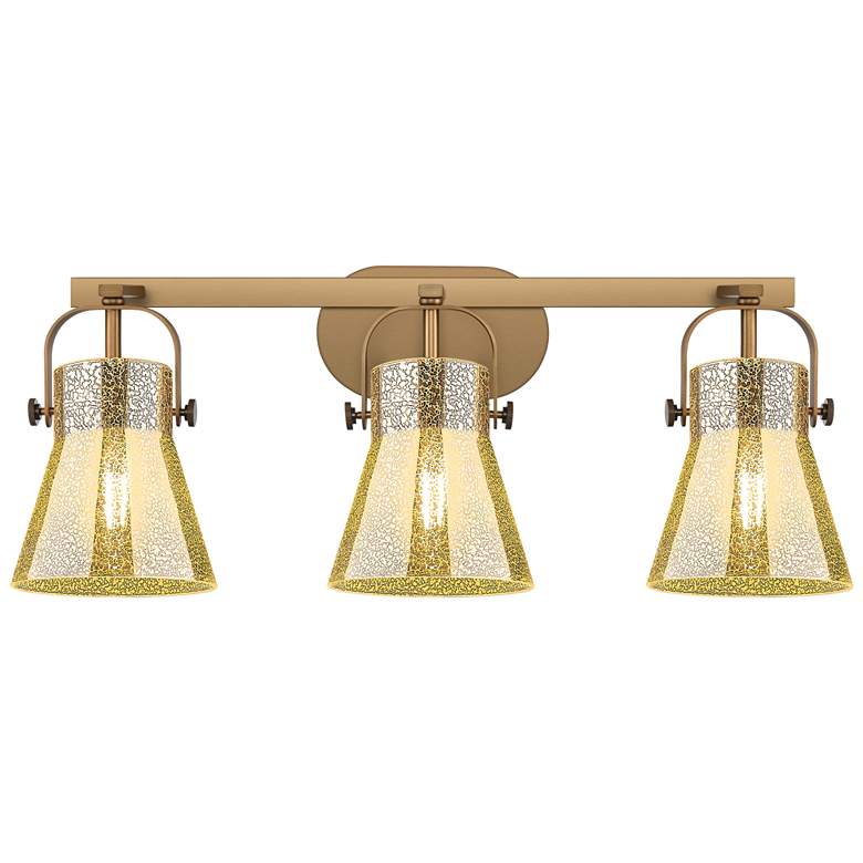 Image 1 Pilaster II Cone 26.5"W 3 Light Brass Bath Light w/ Mercury Shade
