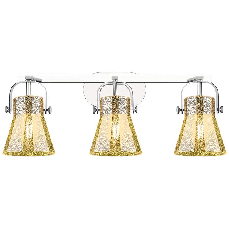 Image 1 Pilaster II Cone 26.5"W 3 Light Chrome Bath Light w/ Mercury Shade