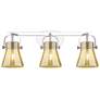 Pilaster II Cone 26.5"W 3 Light Chrome Bath Light w/ Mercury Shade