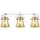 Pilaster II Cone 26.5"W 3 Light Chrome Bath Light w/ Mercury Shade