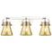 Pilaster II Cone 26.5"W 3 Light Nickel Bath Light w/ Mercury Shade