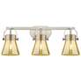 Pilaster II Cone 26.5"W 3 Light Satin Bath Light w/ Mercury Shade