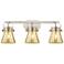Pilaster II Cone 26.5"W 3 Light Satin Bath Light w/ Mercury Shade