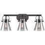 2_Pilaster II Cone 27" Wide Black 3-Light Bath Light w/ Smoke