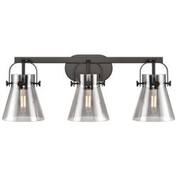 Pilaster II Cone 27" Wide Black 3-Light Bath Light w/ Smoke