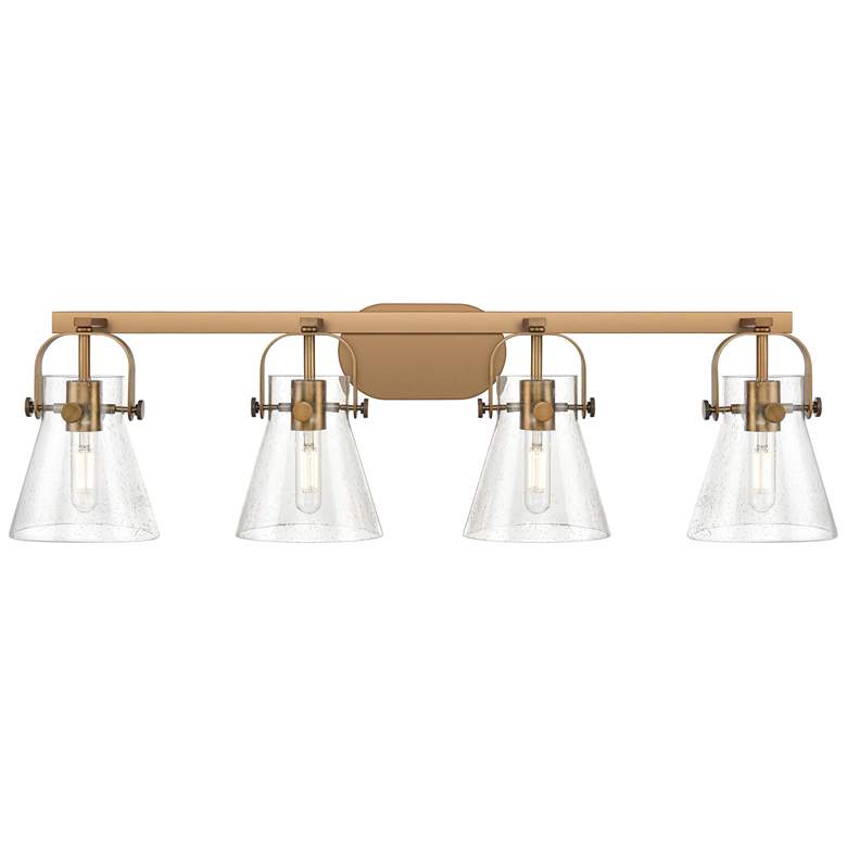 Image 1 Pilaster II Cone 36.5" Wide 4 Light Brushed Brass Bath Light w/ Seedy