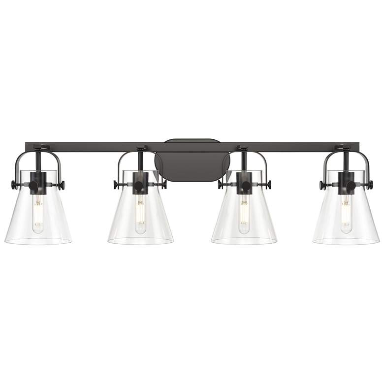 Image 1 Pilaster II Cone 36.5" Wide 4 Light Matte Black Bath Light With Clear