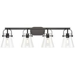 Pilaster II Cone 36.5" Wide 4 Light Matte Black Bath Light With Clear