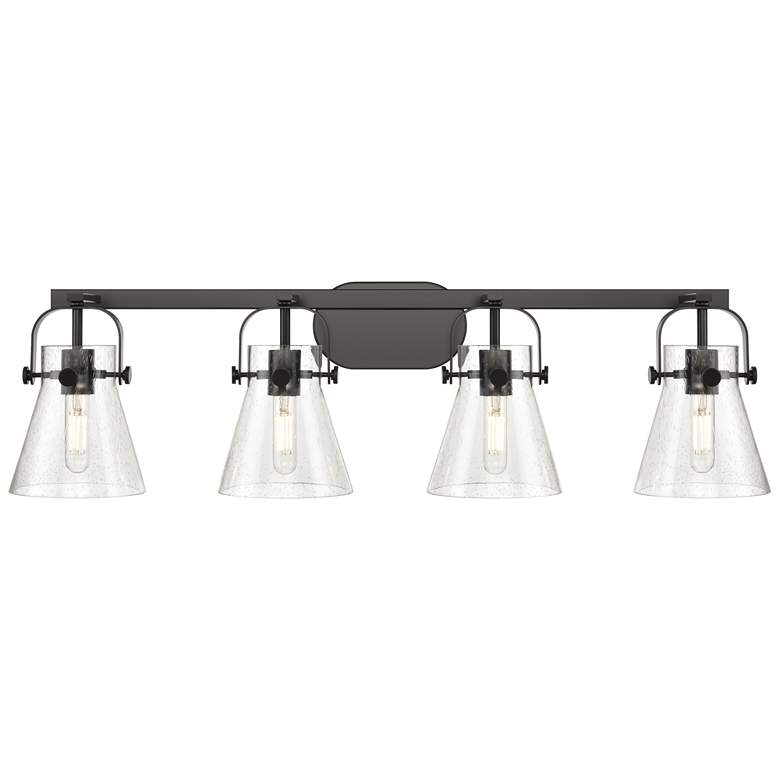 Image 1 Pilaster II Cone 36.5" Wide 4 Light Matte Black Bath Light With Seedy