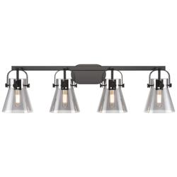 Pilaster II Cone 36.5" Wide 4 Light Matte Black Bath Light With Smoke