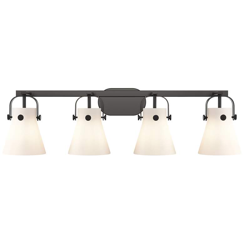 Image 1 Pilaster II Cone 36.5" Wide 4 Light Matte Black Bath Light With White