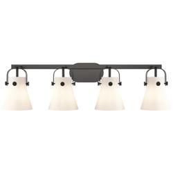 Pilaster II Cone 36.5" Wide 4 Light Matte Black Bath Light With White