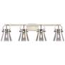 Pilaster II Cone 36.5" Wide 4 Light Satin Nickel Bath Light w/ Smoke S