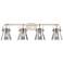 Pilaster II Cone 36.5" Wide 4 Light Satin Nickel Bath Light w/ Smoke S