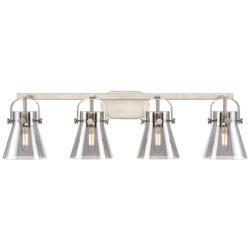 Pilaster II Cone 36.5" Wide 4 Light Satin Nickel Bath Light w/ Smoke S