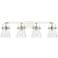 Pilaster II Cone 36.5"W 4 Light Polished Nickel Bath Light w/ Seedy Sh