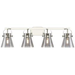 Pilaster II Cone 36.5"W 4 Light Polished Nickel Bath Light w/ Smoke Sh