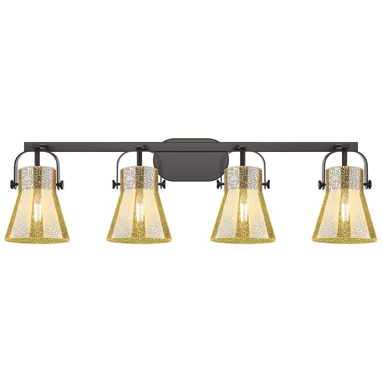 Image 1 Pilaster II Cone 36.5"W 4 Light Black Bath Light w/ Mercury Shade