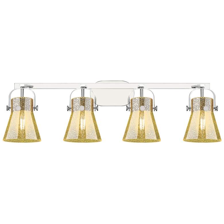 Image 1 Pilaster II Cone 36.5"W 4 Light Chrome Bath Light w/ Mercury Shade