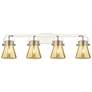 Pilaster II Cone 36.5"W 4 Light Nickel Bath Light w/ Mercury Shade