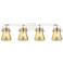 Pilaster II Cone 36.5"W 4 Light Nickel Bath Light w/ Mercury Shade