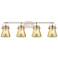 Pilaster II Cone 36.5"W 4 Light Satin Bath Light w/ Mercury Shade
