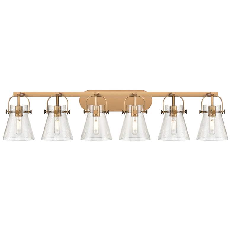 Image 1 Pilaster II Cone 45.5" Wide 6 Light Brushed Brass Bath Light w/ Seedy