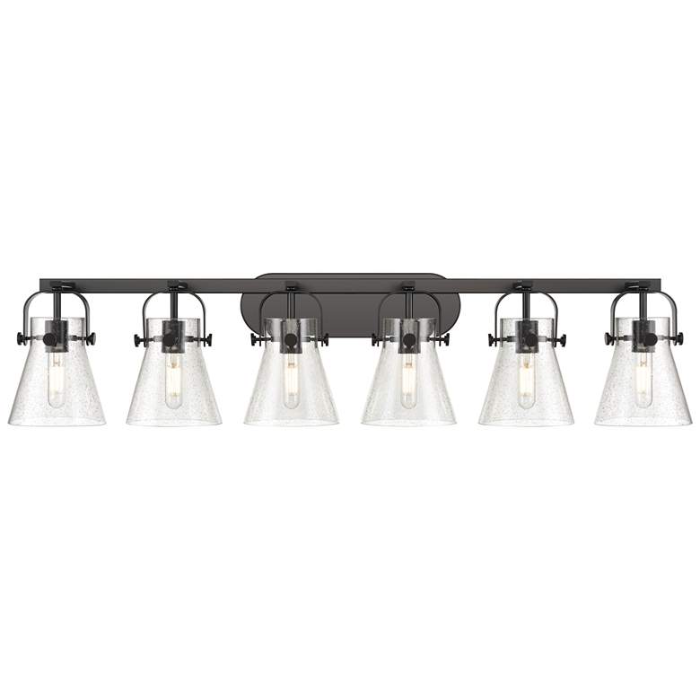 Image 1 Pilaster II Cone 45.5" Wide 6 Light Matte Black Bath Light With Seedy
