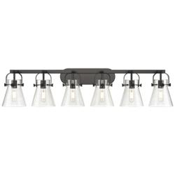 Pilaster II Cone 45.5" Wide 6 Light Matte Black Bath Light With Seedy