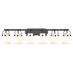 Pilaster II Cone 45.5" Wide 6 Light Matte Black Bath Light With White