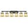 Pilaster II Cone 45.5"W 6 Light Black Bath Light w/ Mercury Shade