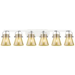 Pilaster II Cone 45.5"W 6 Light Chrome Bath Light w/ Mercury Shade