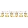 Pilaster II Cone 45.5"W 6 Light Nickel Bath Light w/ Mercury Shade