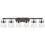 1_Pilaster II Cone 46"W Black Clear Glass 6-Light Bath Light