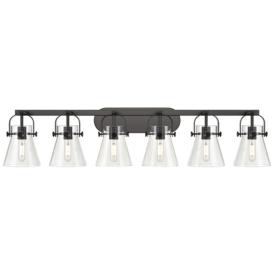 Pilaster II Cone 46"W Black Clear Glass 6-Light Bath Light Pilaster II Cone 46"W Black Clear Glass 6-Light Bath Light