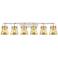 Pilaster II Cone 46"W 6 Light Satin Nickel Bath Light w/ Mercury Shade