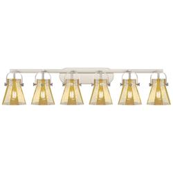 Pilaster II Cone 46"W 6 Light Satin Nickel Bath Light w/ Mercury Shade