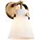 Pilaster II Cone 9.75" High Brushed Brass Sconce With Matte White Shad