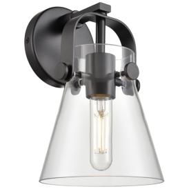 Pilaster II Cone 9.75" High Matte Black Sconce With Clear Shade Pilaster II Cone 9.75" High Matte Black Sconce With Clear Shade