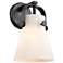Pilaster II Cone 9.75" High Matte Black Sconce With Matte White Glass