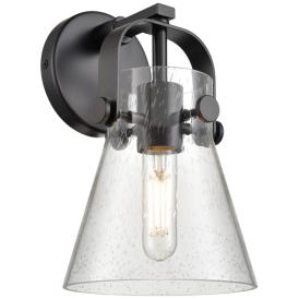 Pilaster II Cone 9.75" High Matte Black Sconce With Seedy Shade Pilaster II Cone 9.75" High Matte Black Sconce With Seedy Shade