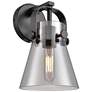 Pilaster II Cone 9.75" High Matte Black Sconce With Smoke Shade