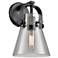 Pilaster II Cone 9.75" High Matte Black Sconce With Smoke Shade
