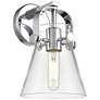 Pilaster II Cone 9.75" High Polished Chrome Sconce With Clear Shade